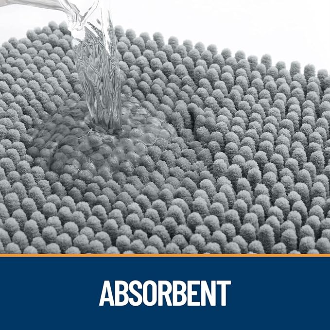 OLANLY Dog Door Mat Set 4-Piece 70x24, Absorbs Moisture and Dirt, Absorbent Non-Slip Washable Doormat, Quick Dry Chenille Mud Mat for Dogs, Entry Indoor Entryway Carpet for Inside Floor, Grey