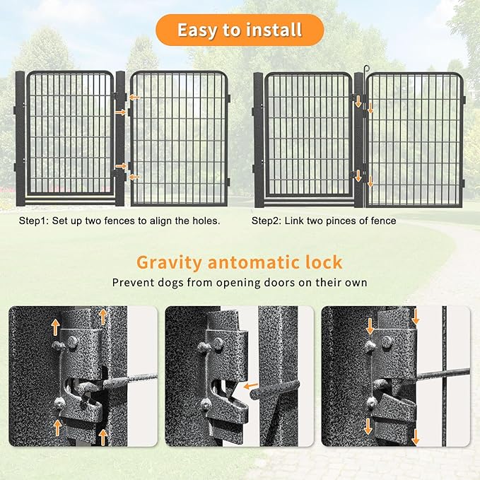 Dog Playpen with Low Threshold Gate, 40 inch 28 Panels Dog Fence, Heavy Duty Metal Exercise Large Dog Pen, Rust-Resistant Outdoor Pet Fence for Yard RV Camping