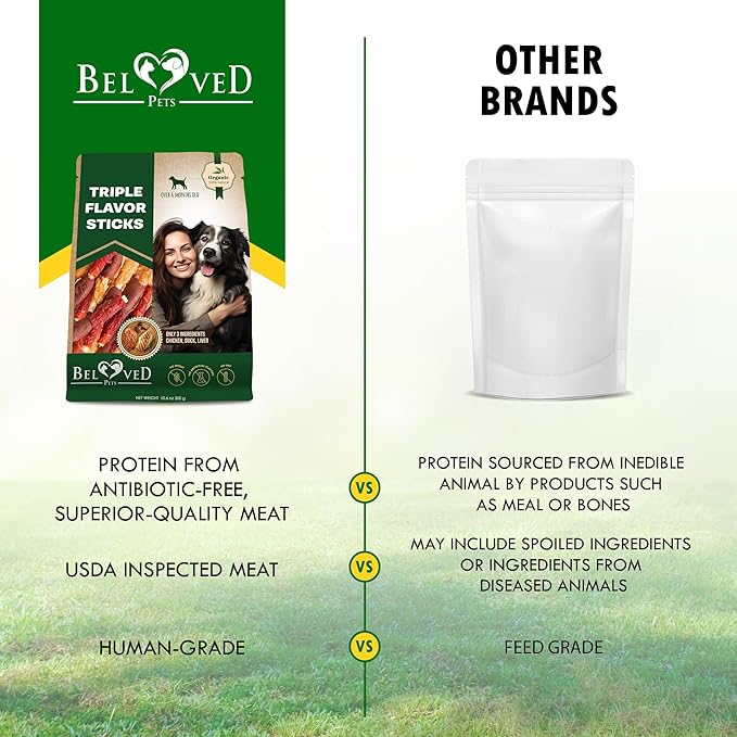 Dog Treats Rawhide Sticks Wrapped with Chicken 11 oz Pet Natural Chew Treats - Grain Free Meat & Human Grade Dried Snacks - Best for Small & Large Dogs (10.6 Ounce (Pack of 1), Triple Sticks)