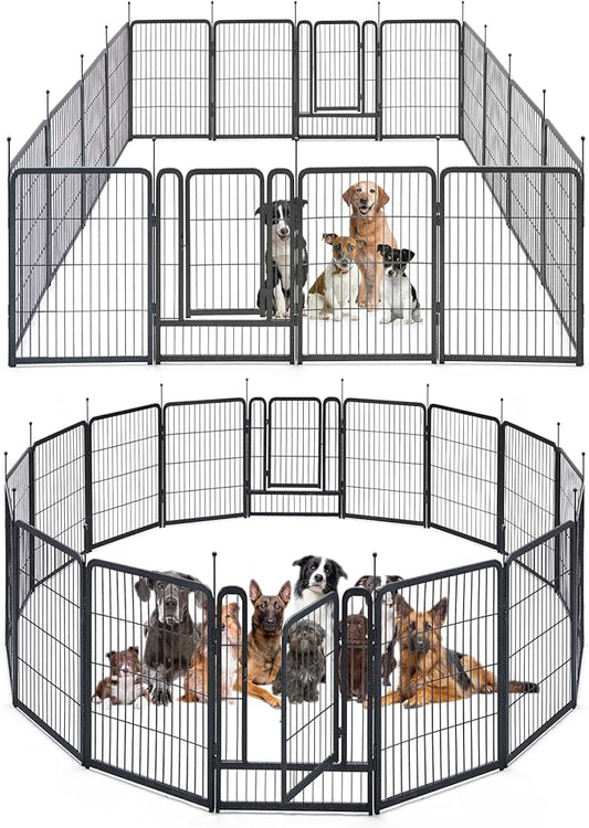 mestyl Dog Playpen, 40" Height 16 Panels Outdoor Pet Play Pen, Big Dog Exercise Play Pen for Large/Medium/Small Dogs, Foldable Puppy Pen for Indoor, Camping, RV, Anti-Rust Paint Finish, Quick Install
