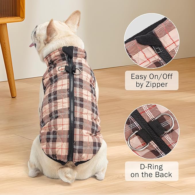 SCENEREAL Dog Winter Coat Boy Girl- Warm Jacket with Built-in Harness for Small & Medium Dogs, Fall Winter Waterproof Cold Weather Coat, Fleece Puffer Vest - Windproof Snow Puppy & Pet Clothes