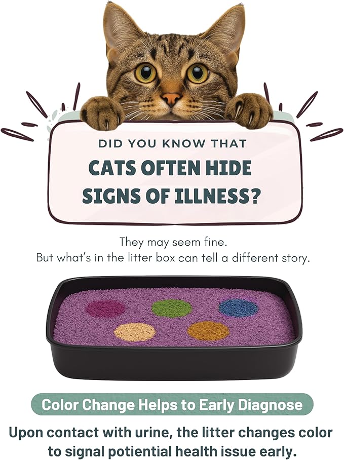 Color Changing Health Monitoring Cat Litter 2.2kg – Unscented Clumping Bentonite Natural Litter – Low Dust, Odor Control, Long-Lasting, Low Tracking Crystal Litter for Cats