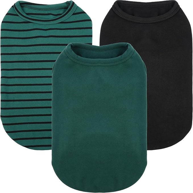 3 Pack Dog Fleece Sweater -Green-XS,Stretchy Pullover Vest | Warm Sweatshirt for Puppy Homewear,Soft Winter Shirt,Layering Under Jackets,Holiday Season Dog Clothes