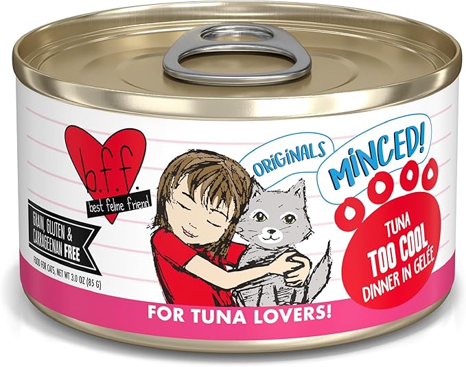Weruva BFF Minced Natural Wet Cat Food, Tuna Too Cool in Gelee, 3oz Can, Pack of 24