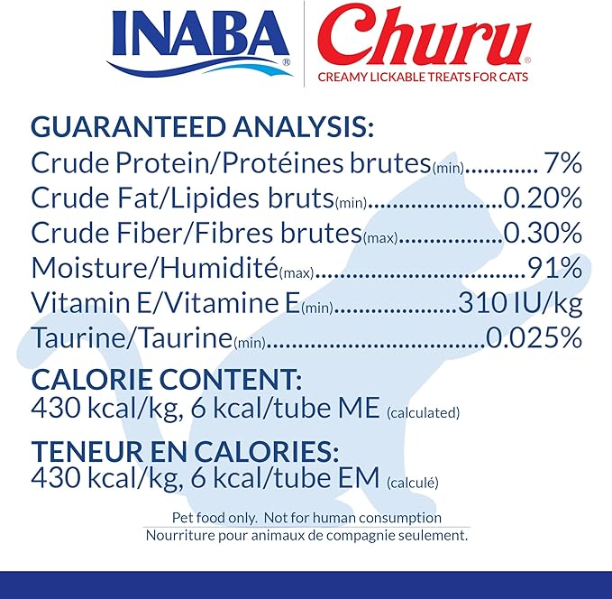 INABA Churu Cat Treats, Grain-Free, Lickable, Squeezable Creamy Purée Cat Treat/Topper with Vitamin E & Taurine, 0.5 Ounces Each Tube, 24 Tubes (4 per Pack), Chicken with Scallop Recipe