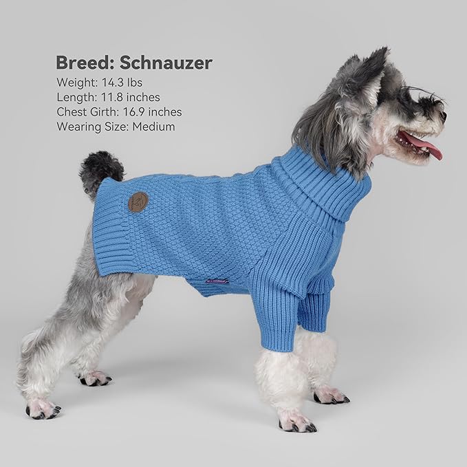 cyeollo 2XL Dog Sweater, Warm Stretchy Sweaters for Large Dogs Boy, Pullover Knitted Thermal Winter Big Dog Clothes with Sleeves, Turtleneck Pet Beagle Border Collie Apparel, Blue XXL