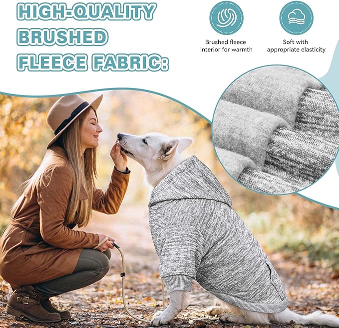 Dog Sweaters for Small Dogs Hoodie Fleece Dog Sweater Soft Clothes Sweatshirt with Pocket Hoodie for Small Dogs Puppy(Grey&S)