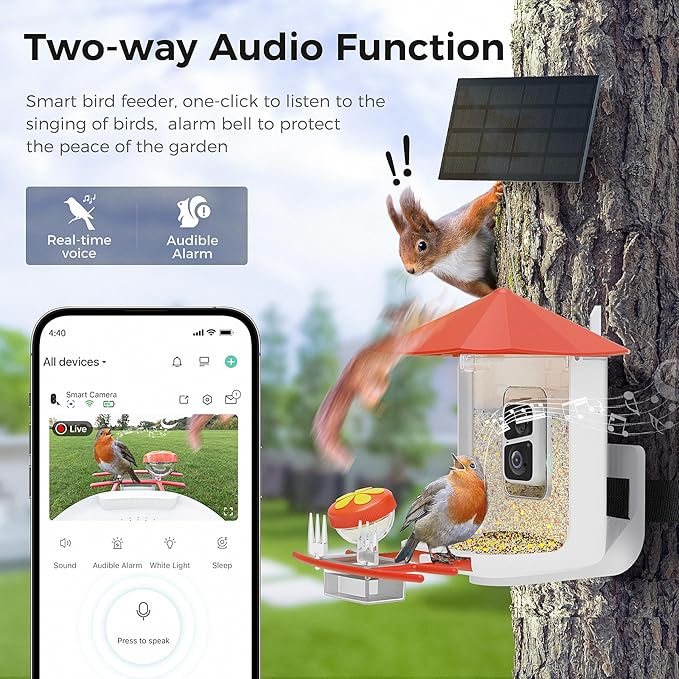 PerchMe® Bird Feeder with Camera,Solar Smart Bird Feeder with 1080P HD AI Identify Bird Species, Real Time Views and Notifications,DIY Add-ons & Hummingbird Feeder,Ideal Gift for Bird Watching Lover