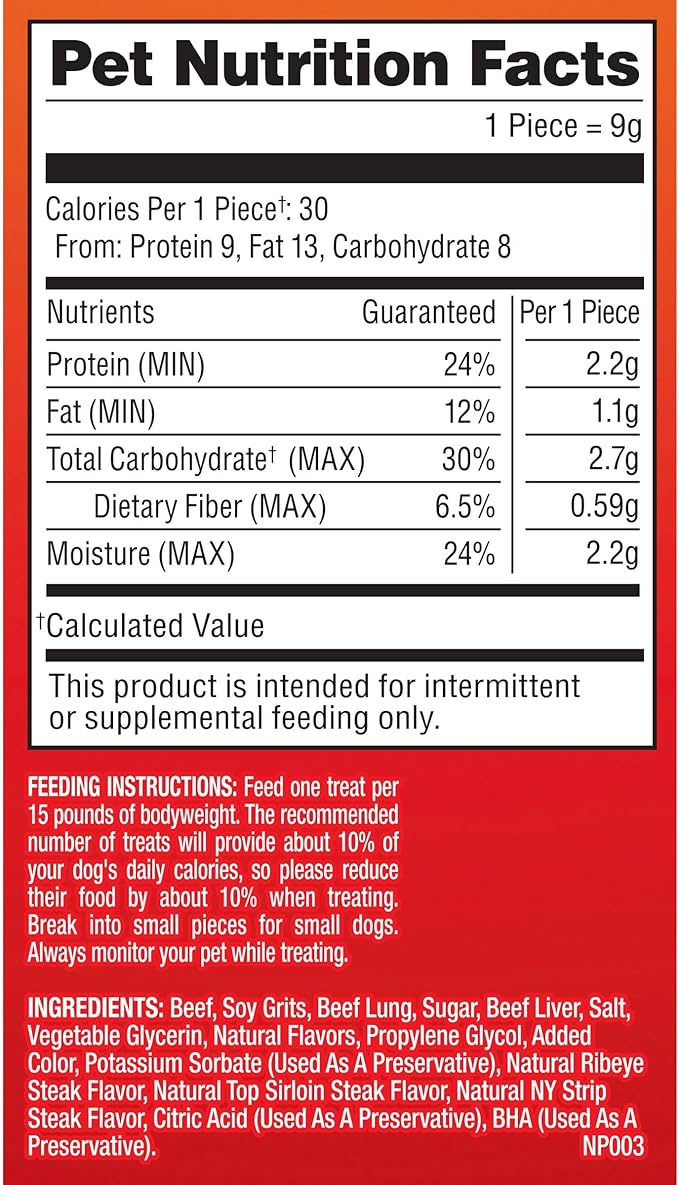 Pup-Peroni Dog Treats, Triple Steak Flavor, 5.6 Ounce (Pack of 8), Ribeye, Top Sirloin, NY Strip Flavors