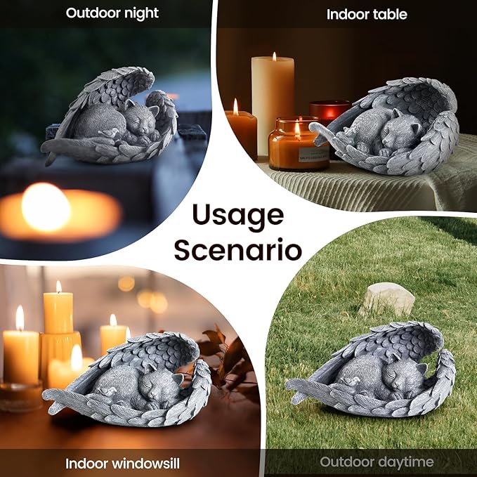 Cat Memorial Stone for Outdoor, Pet Memorial Stones for Cats with Personalized Engraving, Weather-Resistant Garden Stone for Backyard & Memorial Garden to Forever Loved Cats (Gray)