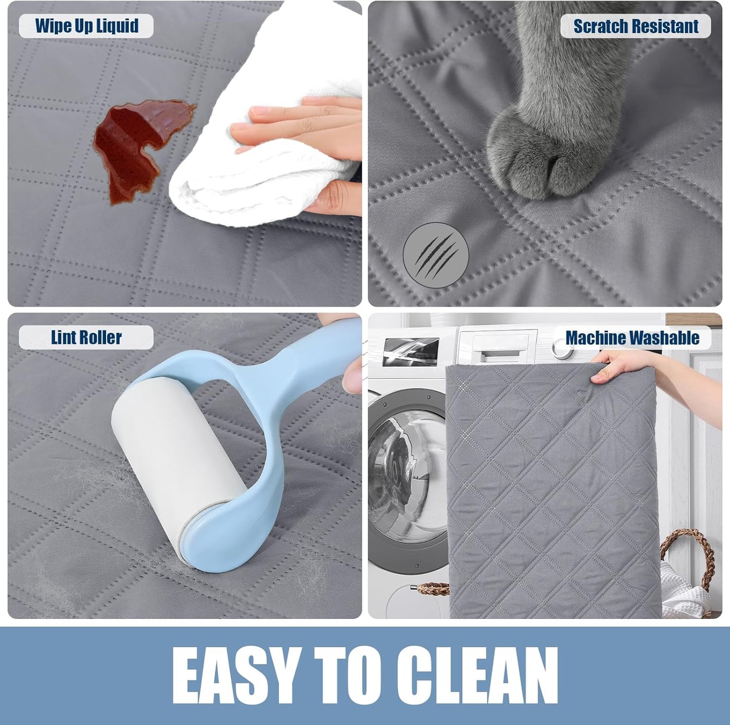 Smiry Waterproof Dog Bed Cover Pet Blanket, Soft Washable Dog Blanket for Furniture Bed Couch Sofa Reversible, Checkered (40"x80", Grey/Dark Grey)