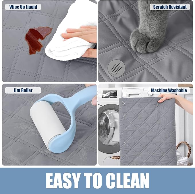 Smiry Waterproof Dog Bed Cover Pet Blanket, Soft Washable Dog Blanket for Furniture Bed Couch Sofa Reversible, Checkered (52"x82", Grey/Dark Grey)