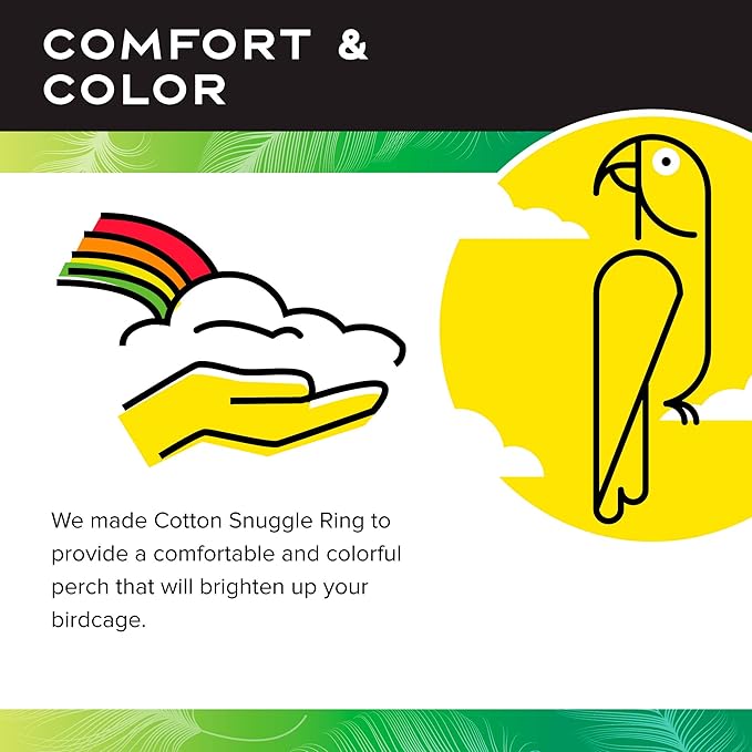Featherland Paradise Cotton Snuggle Ring Bird Toy, Bird Perch, Large Bird Toys, for Parrots, Cockatoos, Macaws, Large Birds