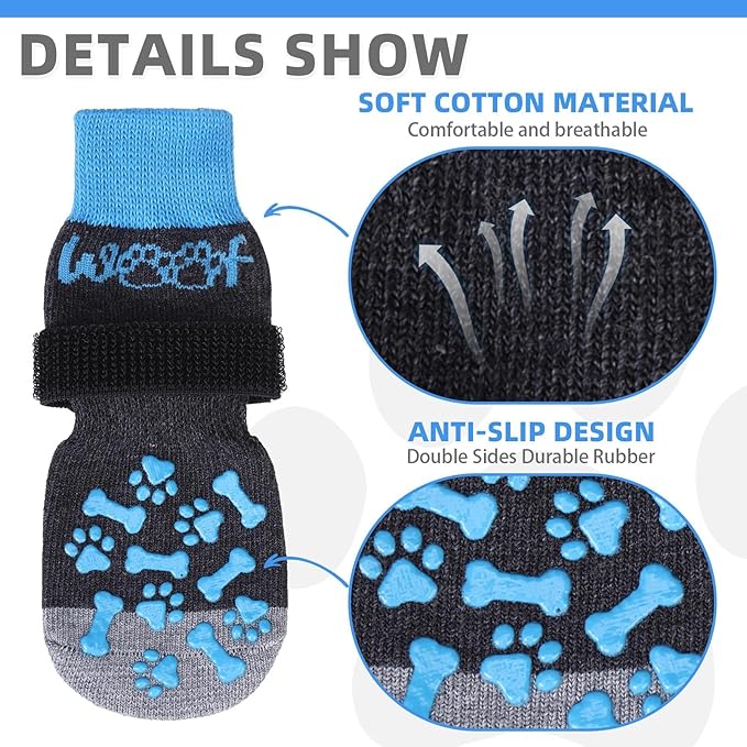 KOOLTAIL Dog Socks for Hot/Cold Pavement to Prevent Licking Paws,Dog Boots&Paw Protector for Hardwood Floors Anti Slip,Traction Control No Twist Grip Booties for Small Medium Large Senior Dogs XL
