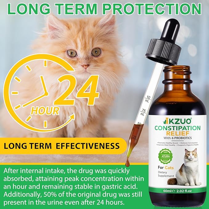 Cat Laxative, Cat Constipation Relief, Constipation Relief for Cats, Cat Laxative Constipation Relief, 100% Pure Natural Cat Constipation Treat with 6 Probiotics Cat Stool Softener