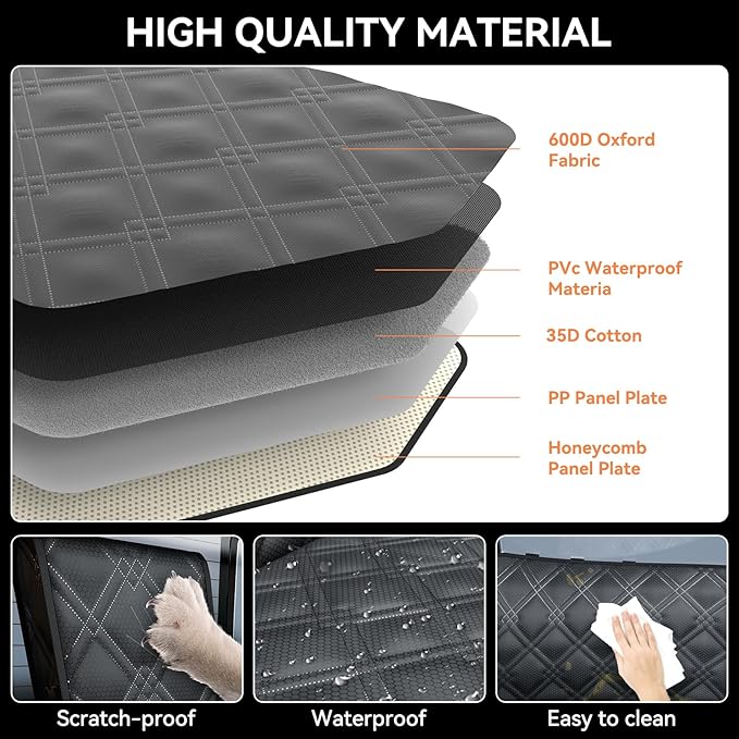 Back Seat Extender for Dogs – Waterproof Dog Seat Cover for Back Seat with Door Protection, Hard Bottom, Holds 420 lbs Dog Hammock for Cars, SUVs & Small Trucks