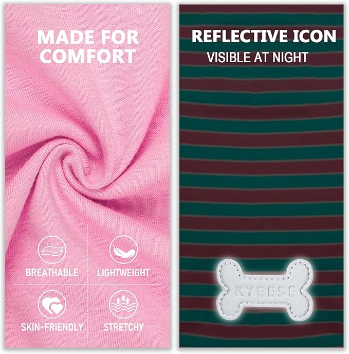 KYEESE 2Pack Dog Shirts Striped T Shirt Soft Tee for Small Dogs Cotton Tank Top Lightweight Sleeveless Vest Dog Clothes, Small,Pink+Striped