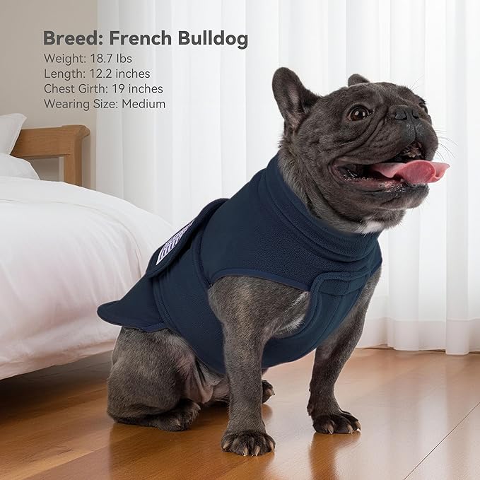 cyeollo Small Dog Sweater, Fleece Dog Sweaters Turtleneck Vest Soft Puppy Sweatshirt Stretchy Pet Fall Autumn Coat Warm Winter Clothes for Small Dogs Boy, Navy L