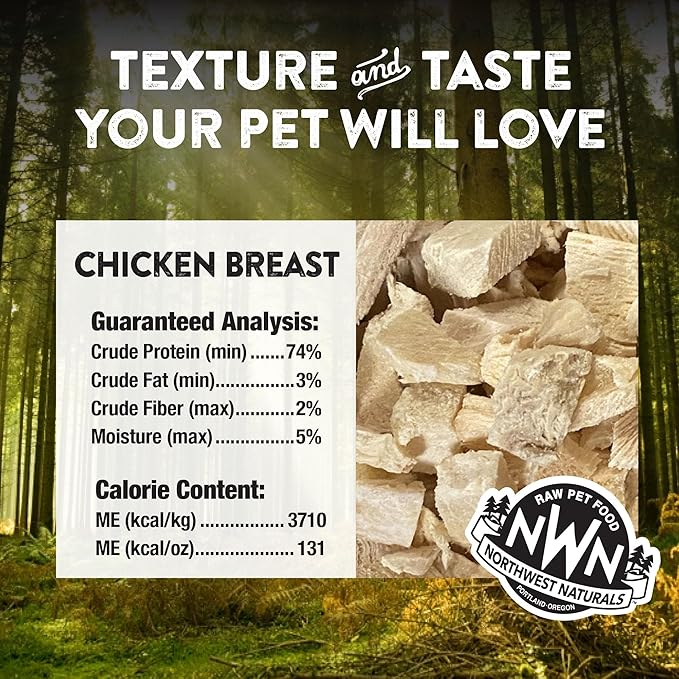 Northwest Naturals Raw Rewards Freeze-Dried Chicken Breast Treats for Dogs and Cats - Bite-Sized Pieces - Healthy, 1 Ingredient, Human Grade Ingredients, Natural, Made in USA, 10 Oz (Pack of 2)
