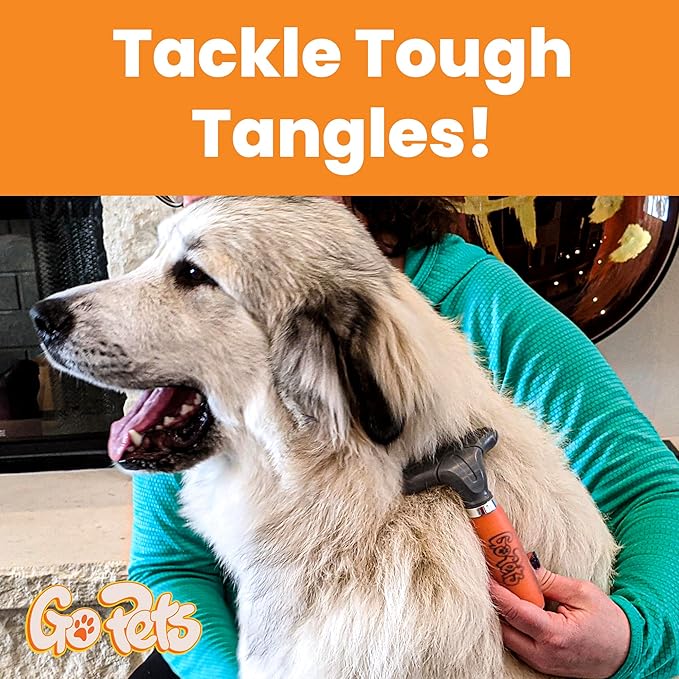 GoPets Double Row Dematting Rake Undercoat Deshedding Tool for Dogs and Cats, Dog Brush for Shedding and Grooming, Long Hair Pet Grooming Brush for Mat Removal, Detangling, and Shedding Control