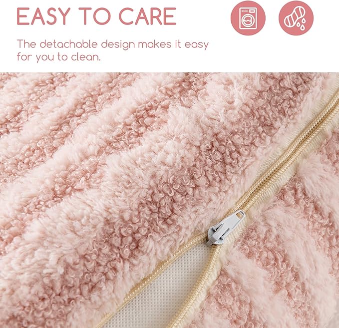 Hollypet Cat Bed Fluffy Plush Mutifuctional Double-Layer Soft Pet Couch Orthopedic Sofa Nest Beds for Small Cats and Dogs, Pink (21x15x8 inch)