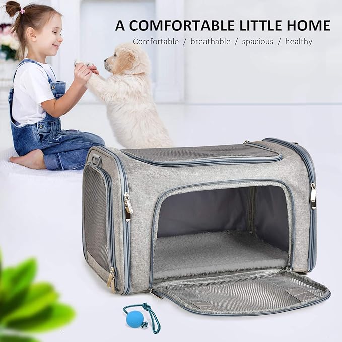 Cat Carriers Dog Carrier Pet Carrier For Small / Medium Cats Dogs Puppies (Up To 15lbs), TSA Airline Approved Small Dog Carrier Soft Sided, Collapsible Waterproof Travel Puppy Carrier - Grey