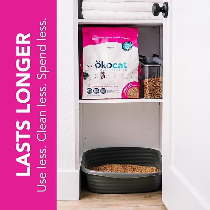 ökocat Super Soft Wood Clumping Cat Litter, Unscented, 22 pounds XL - Natural Ingredients, Stops Odor, Clumps Solid, 99% Dust Free, Great for All Cats, Sensitive Paws, Kittens