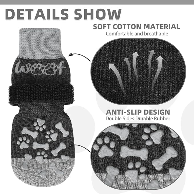 KOOLTAIL Dog Socks for Hot/Cold Pavement to Prevent Licking Paws,Dog Boots&Paw Protector for Hardwood Floors Anti Slip,Traction Control No Twist Grip Booties for Small Medium Large Senior Dogs S