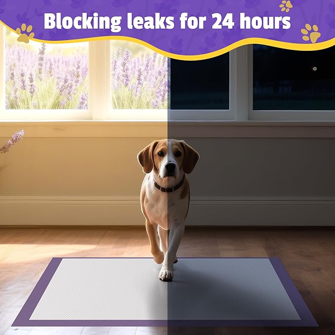 Boscute Lavender Scented Thicken 6 Layers Heavy Absorbent 30"x36" Pet Training Dog Pee Pads, Extra Large Polymer Leak-Proof Quick Dry Puppy Pee Pads, Disposable Pee Pads for Dogs Cats Rabbit 30Counts