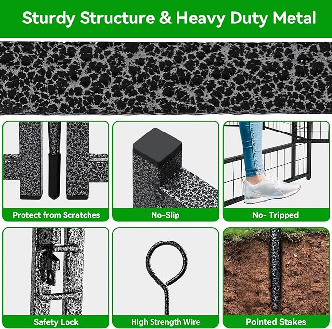 Dog Playpen Outdoor Extra Wide 16 Piece Panels Heavy Duty Dog Fence 50" Height Anti-Rust with Doors Portable for RV Camping Yard, Total 42FT, 140 Sq.ft, Snowy Black