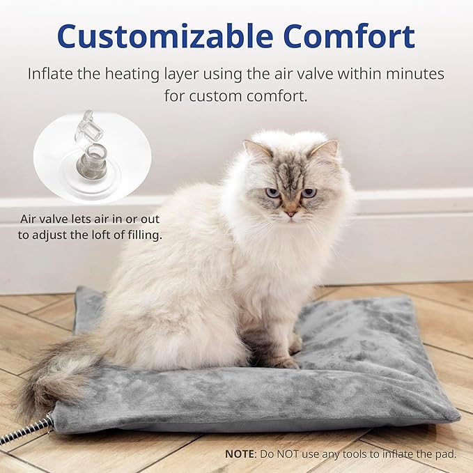Outdoor Heated Cat Bed, Soft Pet Heating Pad with Steel-Wrapped Cord, Outside Pet Warmer for Feral Cats and Dogs, 19.7" x 15.7", 40 Watts
