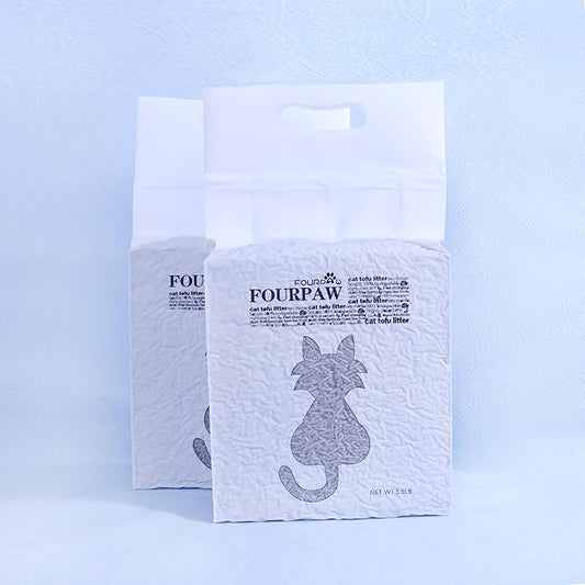 Tofu Cat Litter Activated Carbon no Fragrance 5.5 Lbs X 2 Bags, Can Flush Down Toilets or drains, Low Tracking Cat Litter 2mm Pellets.