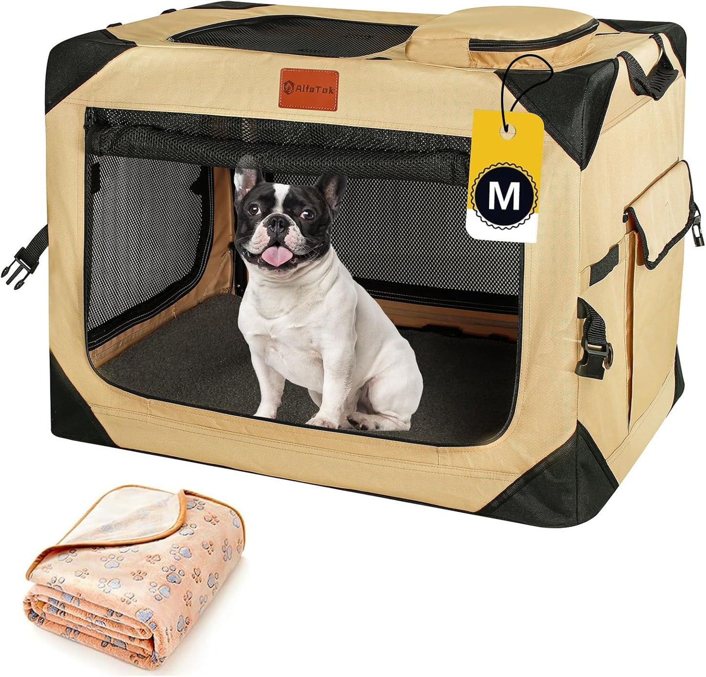 Collapsible & Foldable Travel Dog Crate - Soft, Portable for Medium Dogs, 30 x 21 x 21 Inch