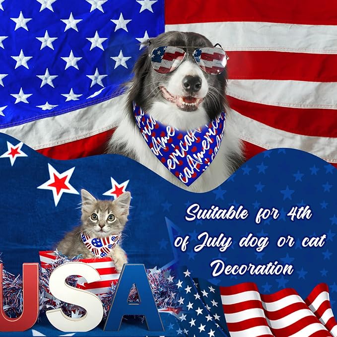 30 Pcs Dog Bandanas Bulk American Flag Pet Scarf Holiday Puppy Bandanas Washable Adjustable Patriotic Dog Bandana for Sport Event Parade Labor Day Patriot Day Small Medium Large Pet Grooming