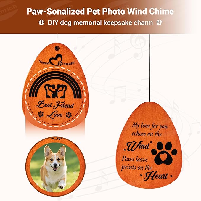 Homrich Pet Memorial Gifts for Dogs, 28" Dog Memorial Gifts for Loss of Dog, Memorial Wind Chimes, Pet Loss Sympathy Bereavement Gift Wind Chimes for Outside