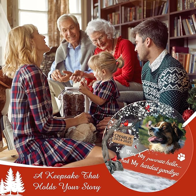 Pavo Personalized Picture Frame Pet Memorial Christmas Ornaments 2025, Loss of Dog Sympathy Gift, Cat Memorial Gifts for Loss of Cat, Dog Remembrance Gift, Custom Christmas Ornament