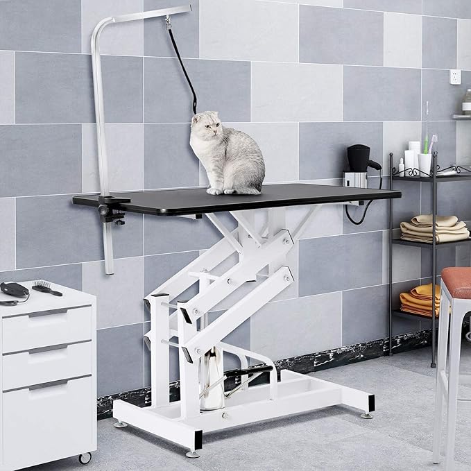 Hydraulic Pet Dog Grooming Table for Dogs, Heavy Duty Professional Large Drying Table with Adjustable Arm Noose, Maximum Capacity Up to 300lbs, 42.5''/Black