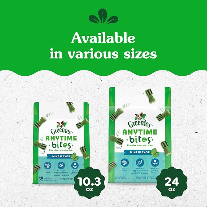 Greenies Anytime Bites Dog Treats, Mint Flavor, 24 oz. Bag