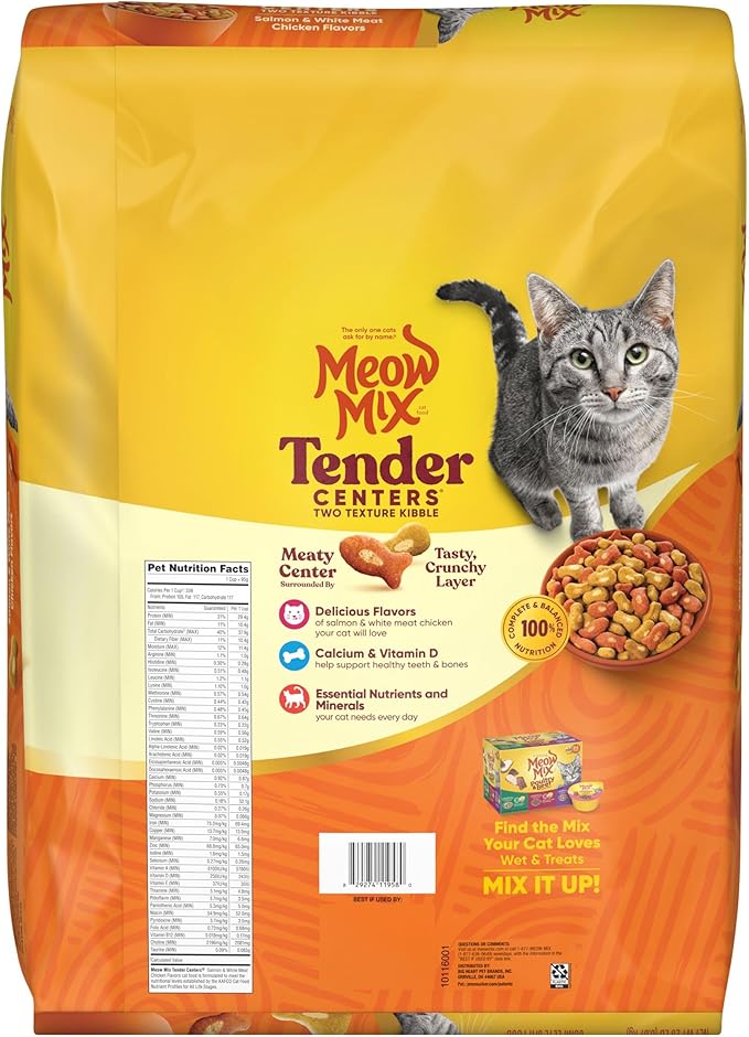 Meow Mix Tender Centers Salmon & Chicken Flavors, Dry Cat Food, 20 Pound Bag