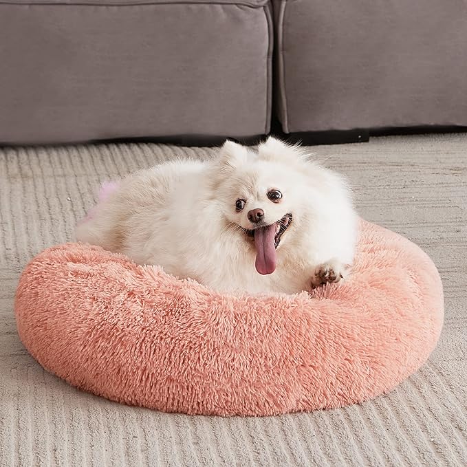 MIXJOY Orthopedic Dog Bed Comfortable Donut Cuddler Round Pet Beds Ultra Soft Washable Dog and Cat Cushion Bed (20''/23''/30'') (23'', Pink)