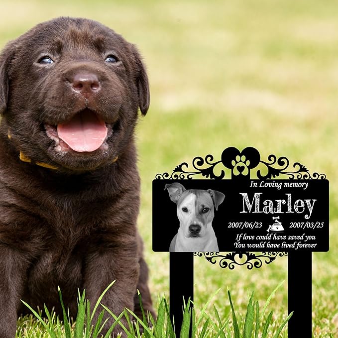 Custom Pet Grave Markers Dog | Custom Pet Headstones for Dogs with 2 Stakes | Best Rustic Gifts to Tribute Your Four-Legged Companions | Personalized Grave Marker for Beloved Furry Friends