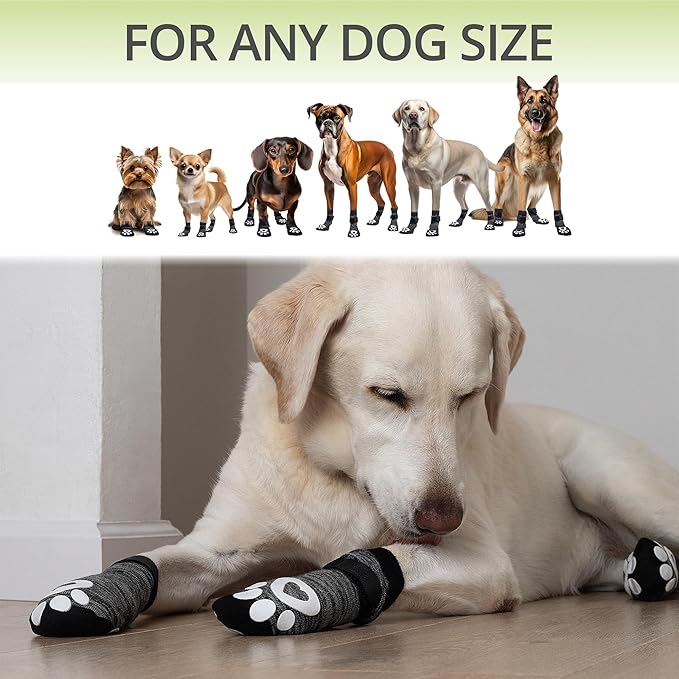 Non-Slip Dog Socks for Hardwood Floors - 6-Pack | Anti-Slip Toes to Prevent Licking Paws, Add Grip, and Provide Paw Protection | for All Ages and Senior Dogs - XXS