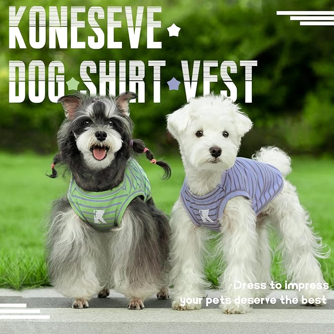 Koneseve Dog Shirt 2 Pack Breathable Sleeveless Vest, Stretchy & Soft, Purple & Vivid Green Size 5XL