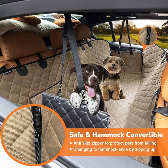 URPOWER Dog Car Seat Cover for Back Seat Waterproof Seat Cover Hammock 600D Heavy Duty Scratch Proof Nonslip Durable Soft Backseat Covers for Cars Trucks and SUVs