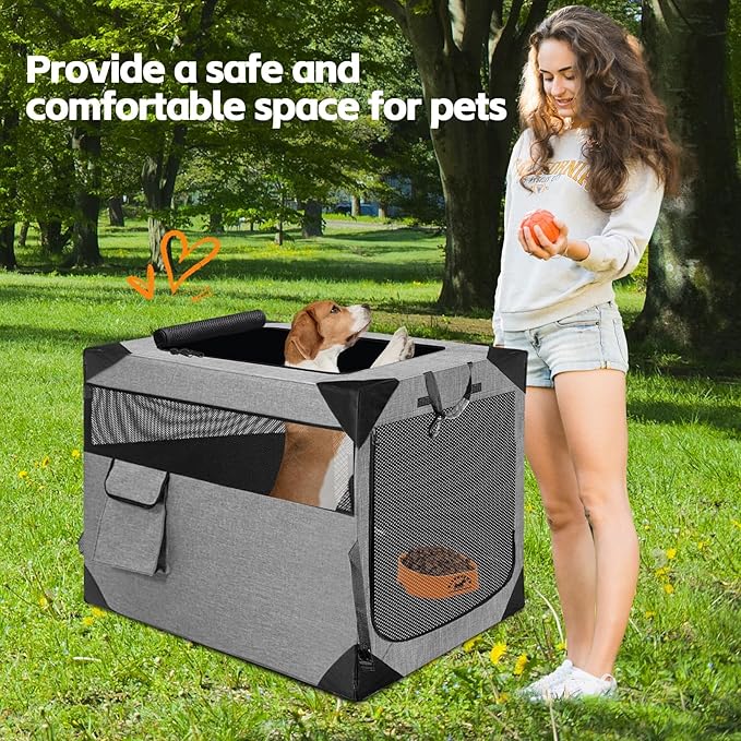 Dog Crate 30x21x21 Inch for Medium Dogs, Portable and Foldable Design Perfect for Travel or Home Use, Dog Kennel with 3-Door