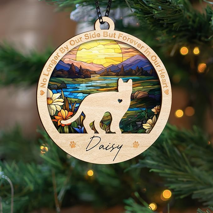 Cat Memorial Ornaments, Christmas Xmas Tree Ornament Window Hanging Car Sympathy Gift for Loss of Pet Bereavement Keepsake Remembrance Gifts for Cat Lovers Holiday Decoration PO235
