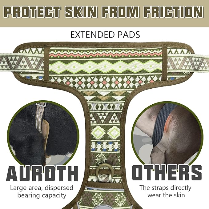 AUROTH Tactical Dog Harness for Large Dogs No Pull Adjustable Pet Harness Reflective K19 Working Training Easy Control Pet Vest Military Service Dog Harnesses