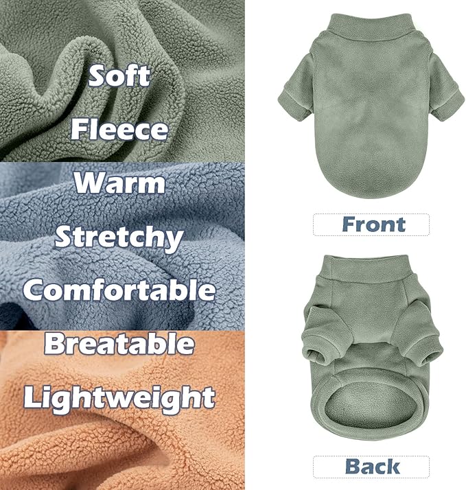 Dog Sweater, 3 Pack Dog Sweaters for Small Dogs Girl Boy, Ultra Soft Warm Puppy Clothes Dog Coat for Winter (Lt Blue+Olive+Brown, X-Small)