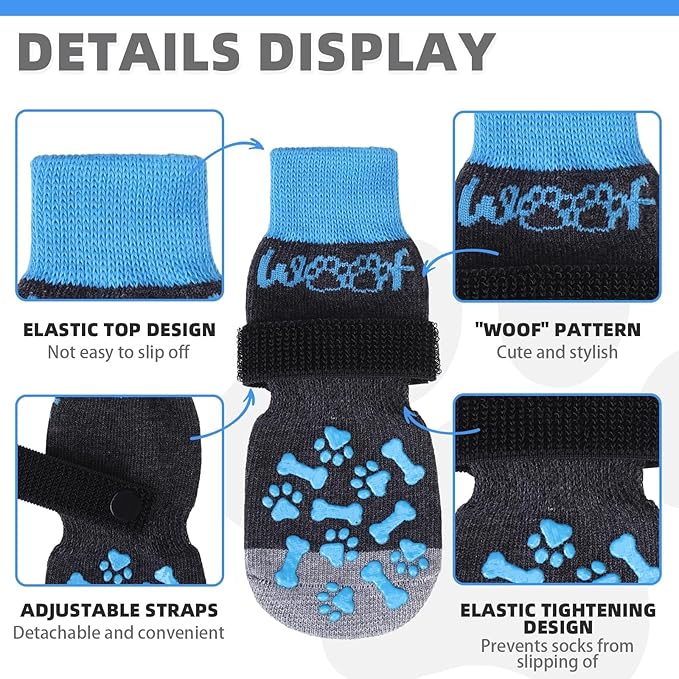 KOOLTAIL Dog Socks for Hot/Cold Pavement to Prevent Licking Paws,Dog Boots&Paw Protector for Hardwood Floors Anti Slip,Traction Control No Twist Grip Booties for Small Medium Large Senior Dogs S