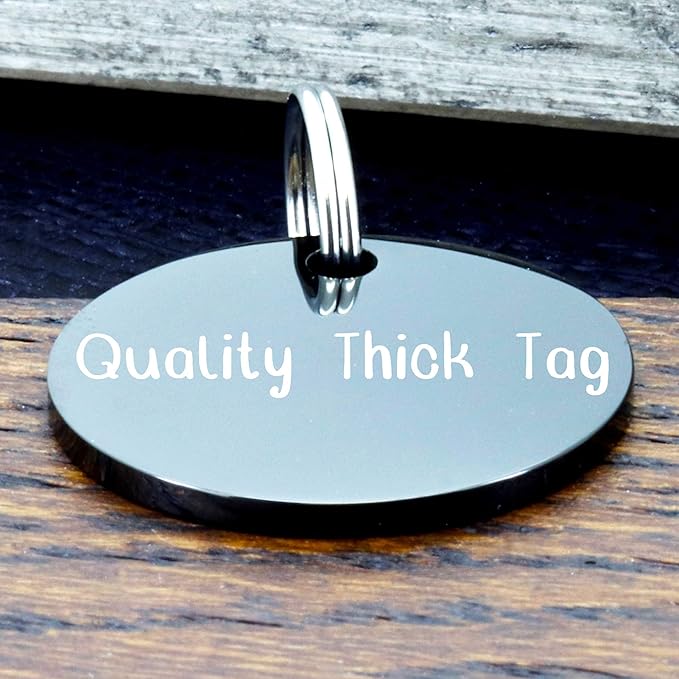 UltraJoys Stainless Steel Pet ID Tag Dog Name Tags Personalized Front and Back Engraving, Customized Dog Tags and Cat Tags, Optional Engraved on Both Sides, Round Tag with Vine Design 2, Small Black